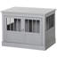 Petite cage pour chien, avec une construction solide, un chenil en bois gris comme table de bout, pour les chiens