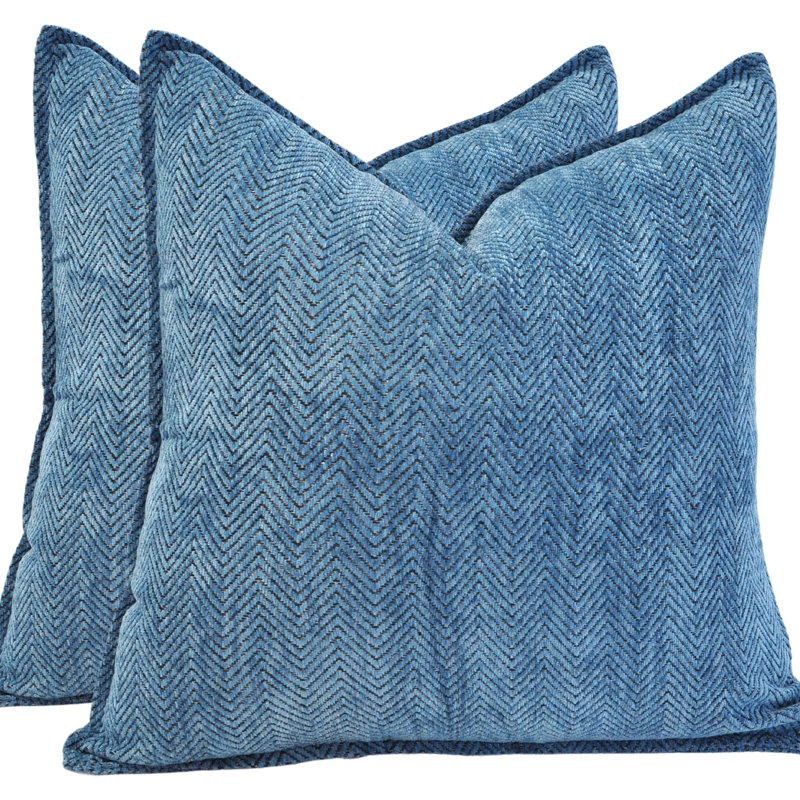 Housses de coussin Chevron , H 20 po x l 20 po, Bleu sarcelle, Polyfill