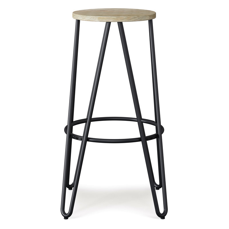 Tabouret de bar 30 po en métal avec siège en bois - naturel / noir