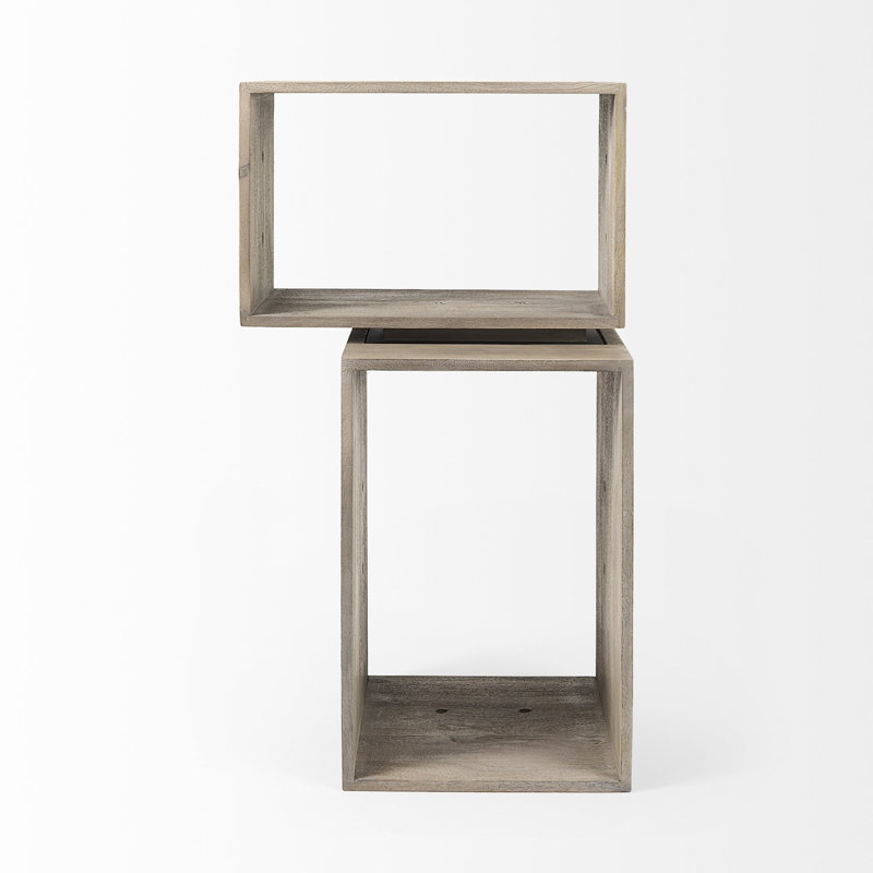 Cherryford (Set of Two) Rustic Light Grey Brown Cube Box Shelves, Light Brown, 16" H x 16" W x 24" D