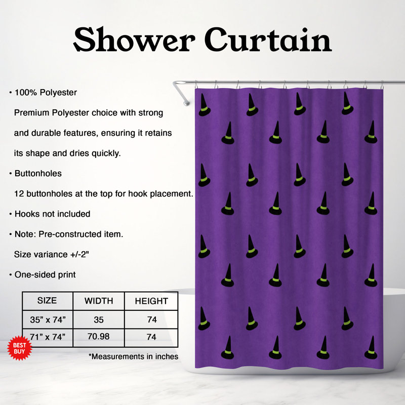 Rideau de douche standard 1 pièce Witchy Joy, H 74 po x l 71 po