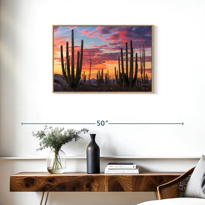 Lever de soleil de Baja California, Cadre flottant en bois naturel, 31 po x 21 po