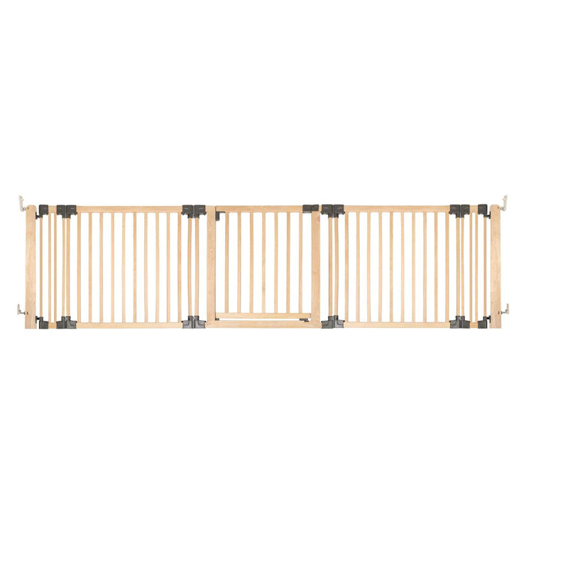 Wooden Multi Panel Room Divider, Natural Wood, 76cm Tall, 76cm H x 296cm W x 2.3cm D
