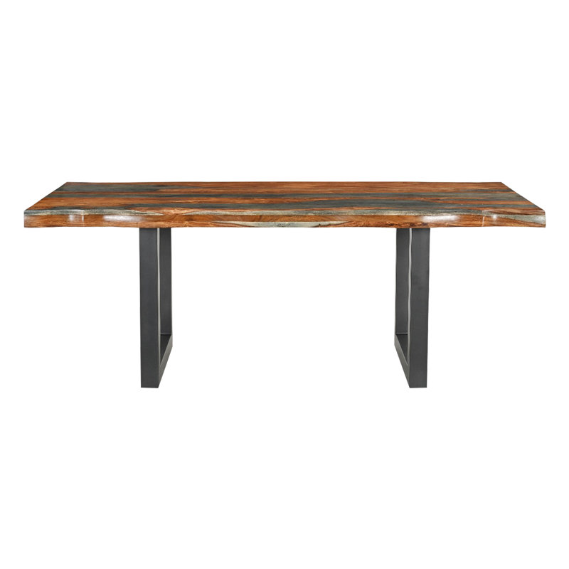 Solid Wood Top Metal Base Dining Table