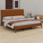 Structure de lit de style Mid-Century moderne, lit plateforme en bois avec lattes intégrées et support en métal-129950231-129950233