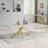 70" Large Dining Table, Luxurious White Table With Printed Marble Top And Stainless Steel Pedestal, Modern Rectangular Marble Printed Kitchen Table-1558100757