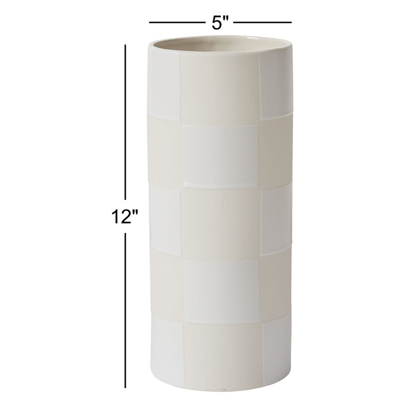 Vase de table Cleveland, Blanc cassé, H 12 po x l 5 po x P 5 po