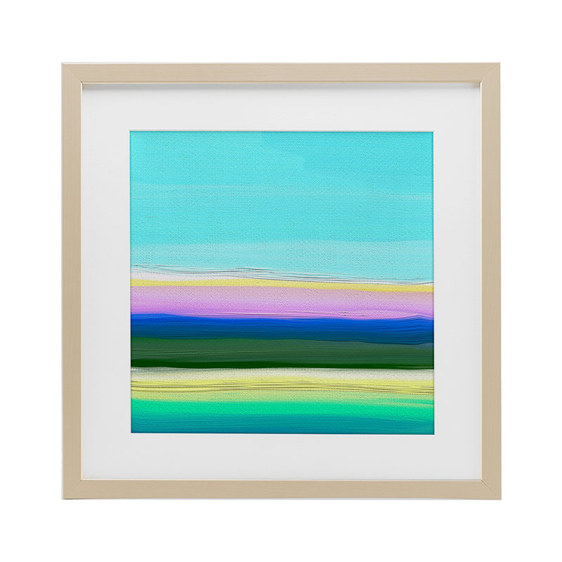 Bright Ocean Dreams, reproduction sous verre encadrée, conception par Atelier Posters, Cadre de récolte en pin