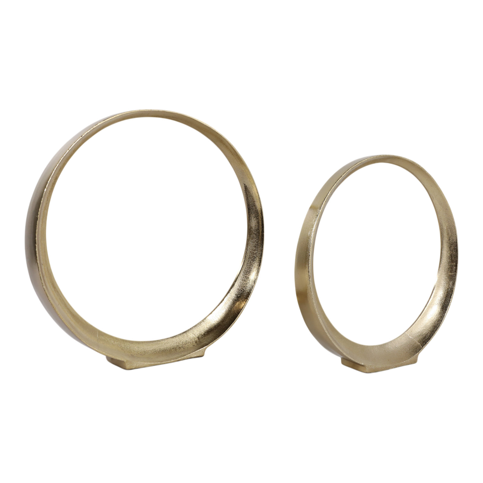 Darrah 2-Piece Metal Abstract Circular Sculptures, Gold