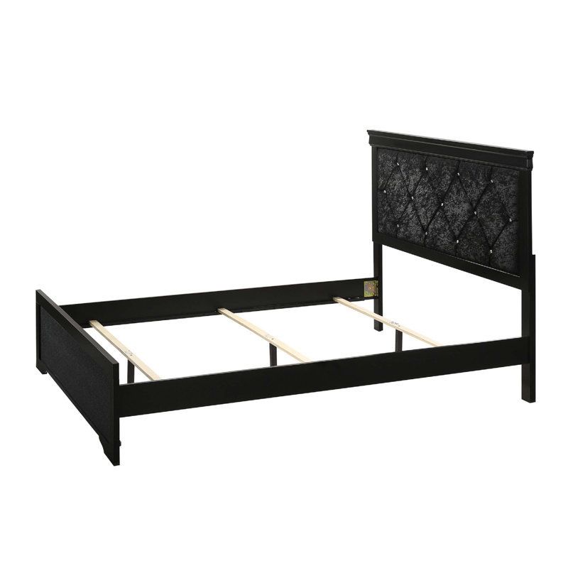 Mobilier de chambre à coucher moderne avec panneau de lit en tissu et tête de lit en tissu d'ameublement moderne, Grand lit