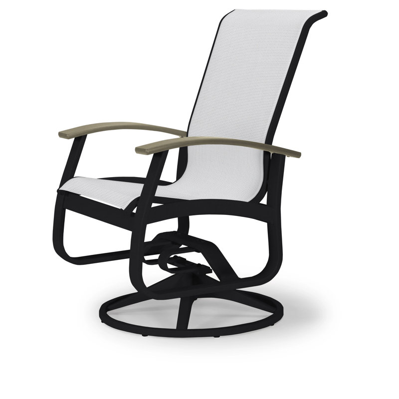 Chaise de patio pivotante Askar, Blanc 6D Sunbrella®, Beachwood P40, Noir texturé