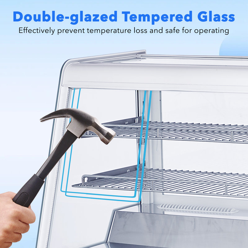 Refrigerated Display Case ,5.3 Cu.Ft  Countertop Pastry Display Case Commercial Display Refrigerator w/LED display Air-cooling Automatic Defrost Rear Sliding Door