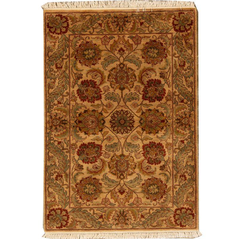 Tapis crème et crème noué à la main de haute qualité