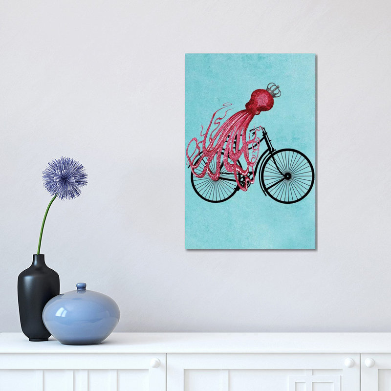 Octopus On Bicycle by Coco De Paris - Wrapped Canvas Gallery-Wrapped Canvas Giclée, 45.72cm H x 30.48cm W