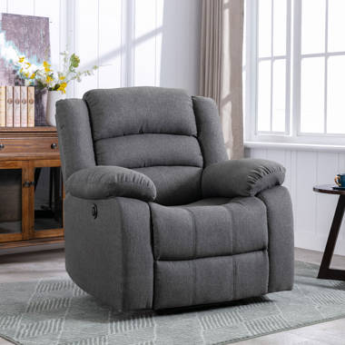 Modern Living Room Recliner Made of Thick Cushion Fabric with Massage Function Latitude Run Fabric: Gray Linen Blend