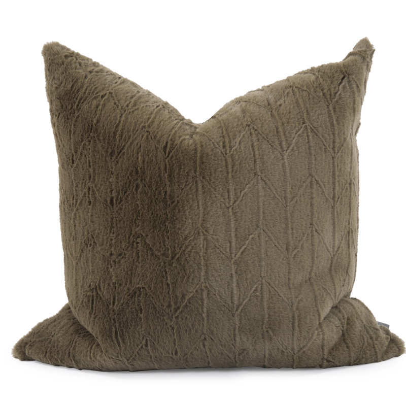 Square Faux Fur Pillow Cover & Insert, 24" H x 24" W, Moss