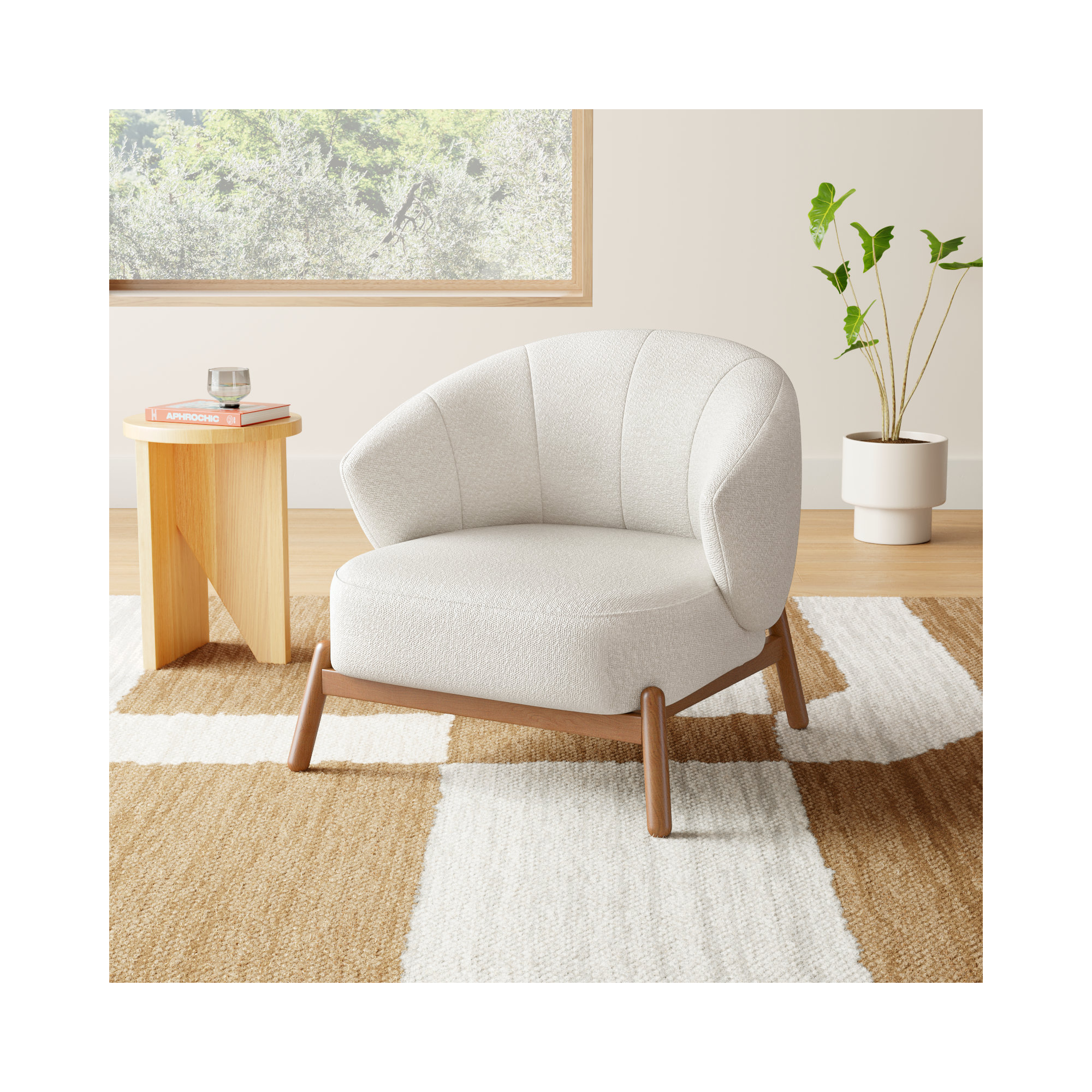 Ciel Upholstered Accent Chair, Off White Performance Boucle