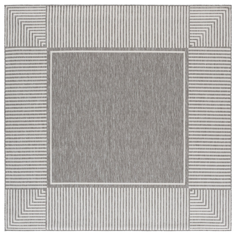 Tapis d'intérieur / extérieur à rayures Beach Loom Performance, Carré 6 pi 7 po x 6 pi 7 po