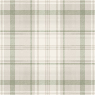 Green Kirkham Check Nonwoven, Non-Pasted Textured Wallpaper 57Sqft.