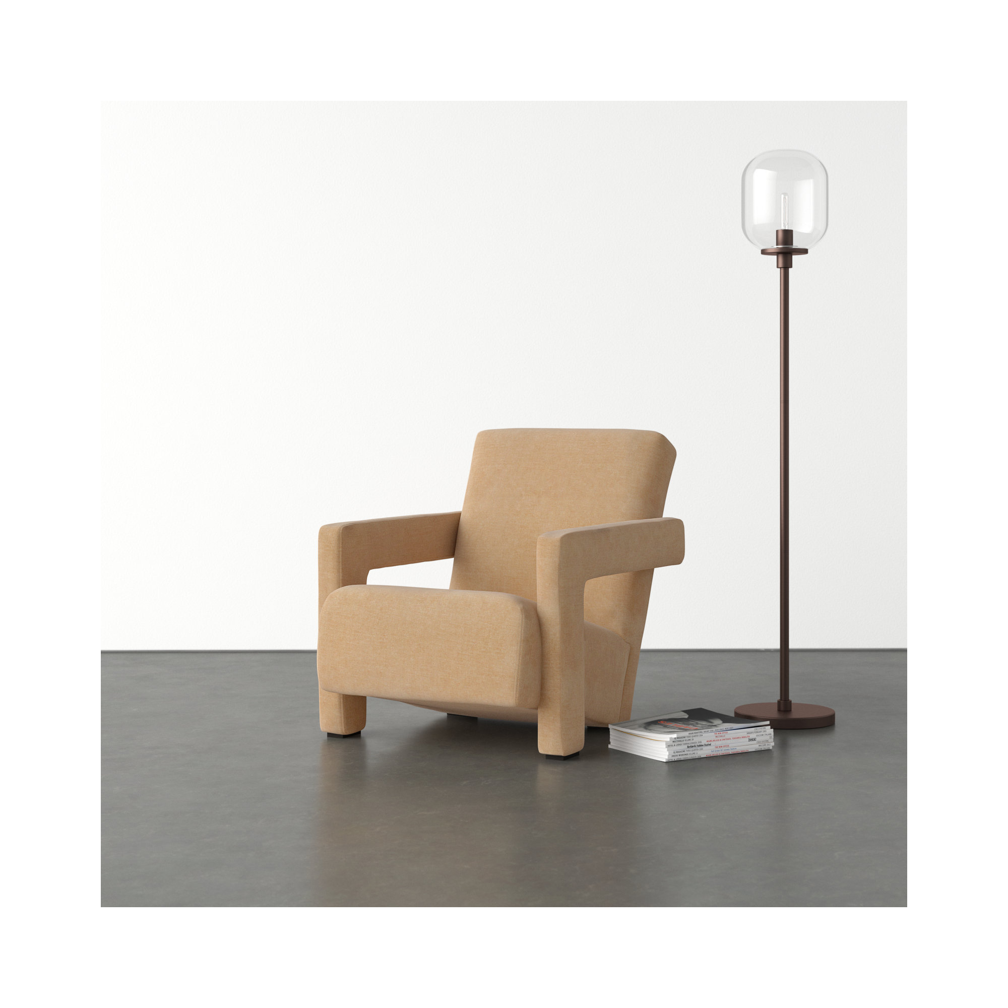 Olsen 27.3" W Velvet Armchair, Light Brown Velvet