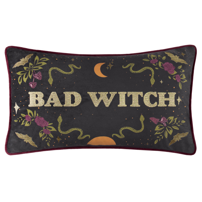 Rectangular Throw Cushion, Black Bad Witch, Feather Cover/Insert