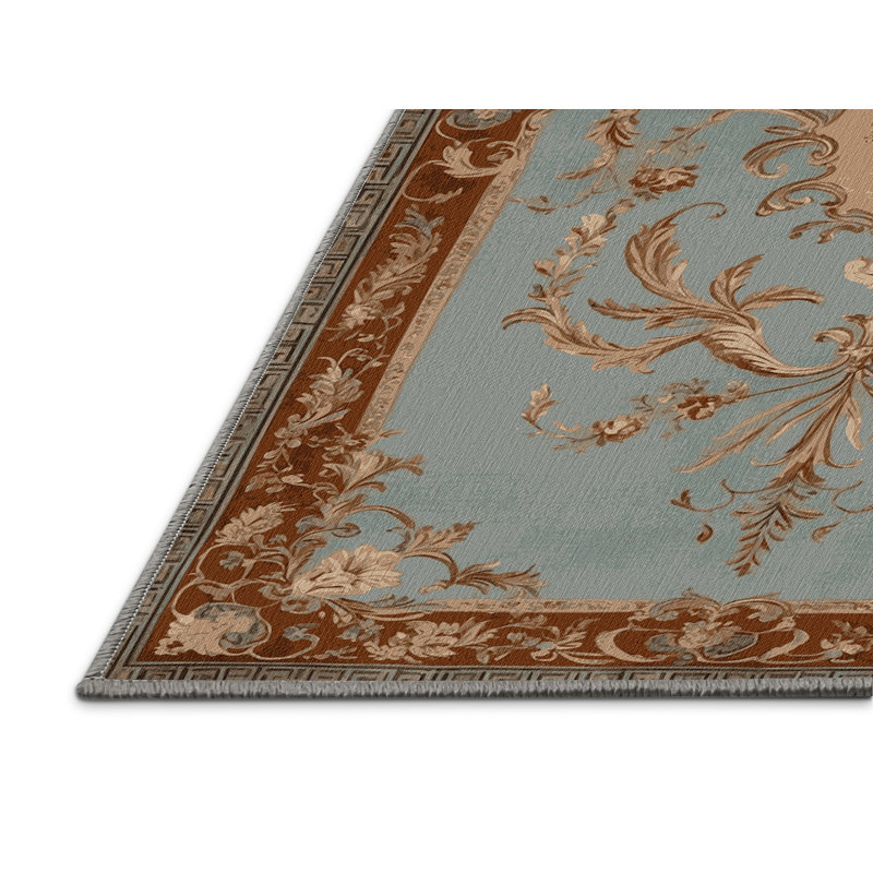 Tapis gris français lavable à la machine, Rond 3 pi