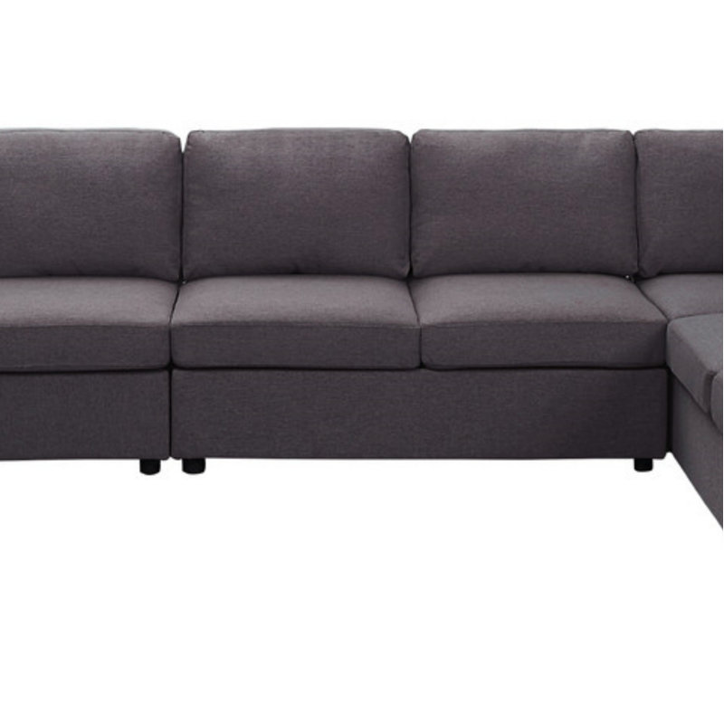 Canapé modulaire 146,5 po avec méridienne réversible, Lin mauve