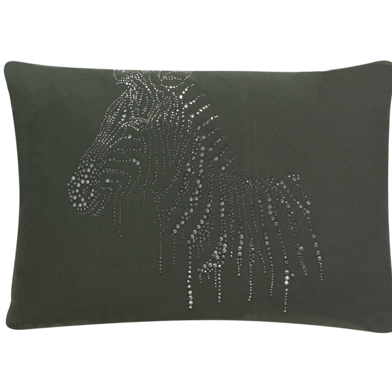 Embroidered Feather Throw Pillow, Vert
