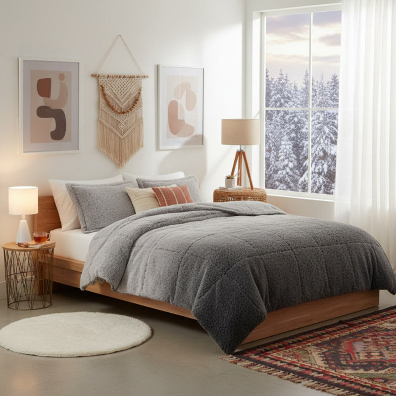 Ensemble d'édredon pour lit simple / simple TG, 66" L x 90" W, Grey
