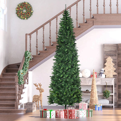 Crayon, arbre de Noël artificiel non éclairé, sapin de Noël mince avec branches réalistes, arbre d'Halloween avec pointes, vert
