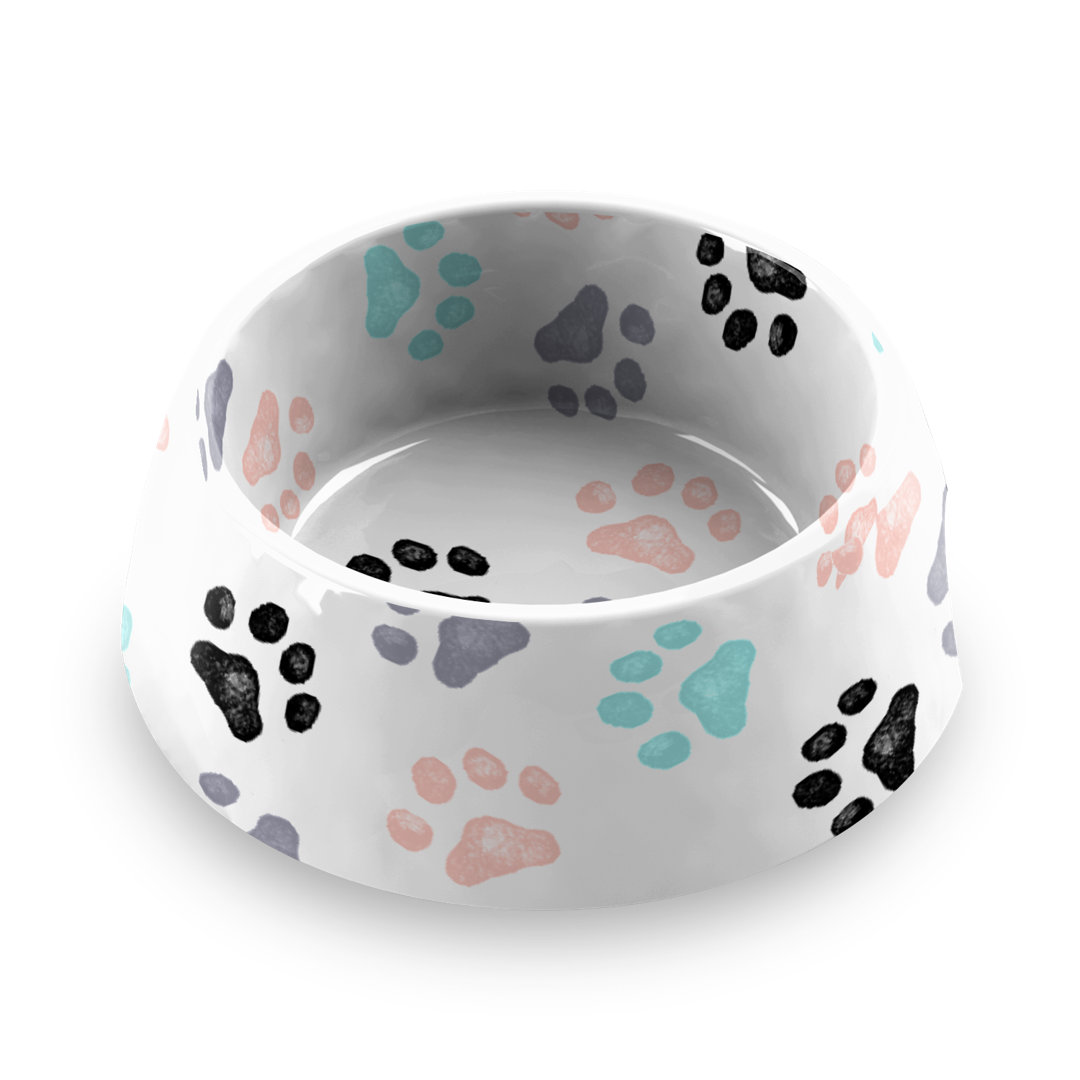 Retro Paw Print Melamine Pet Bowl (Set of 2) Abode Homewares 