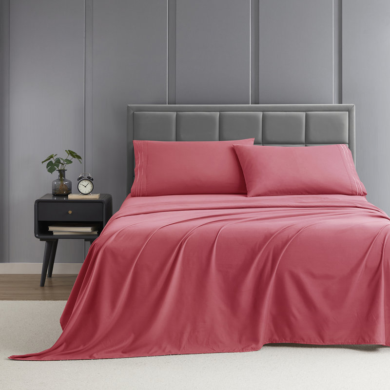 1800 Series Double-Brushed Microfiber Hypoallergenic Sheet Set, Coral, Twin XL Sheet Set with 1 Pillowcase