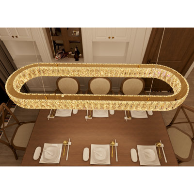 Modern Dimmable Crystal Led Long Chandelier