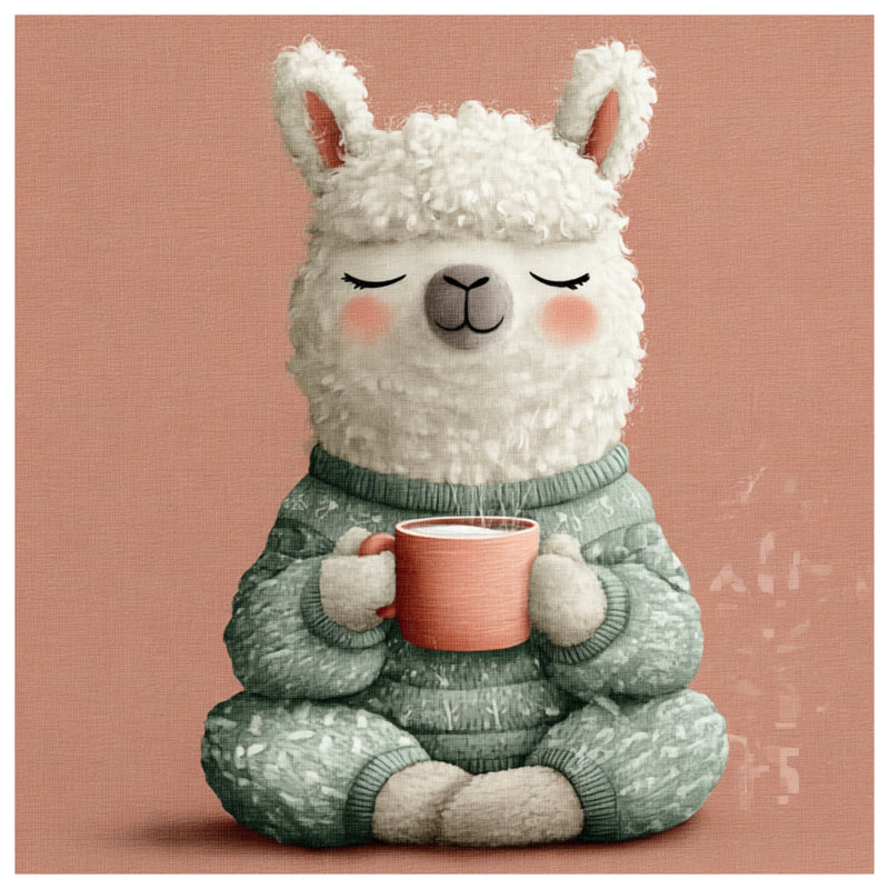 Cozy Llama With Mug Bedding Llama Bedspread Animal, Twin