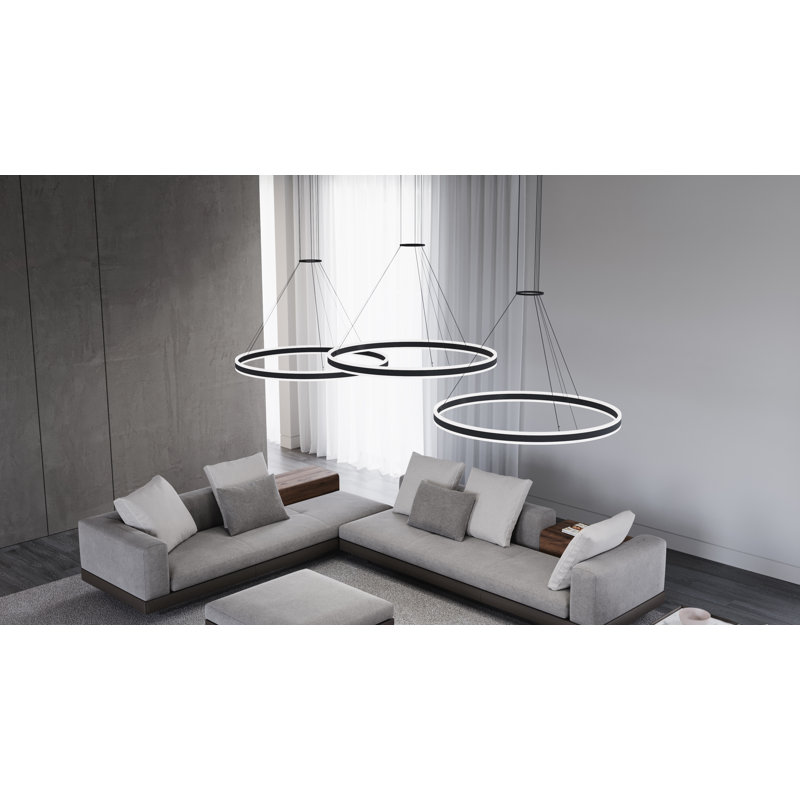 Double Corona 2 - Light LED Chandelier, Satin Black