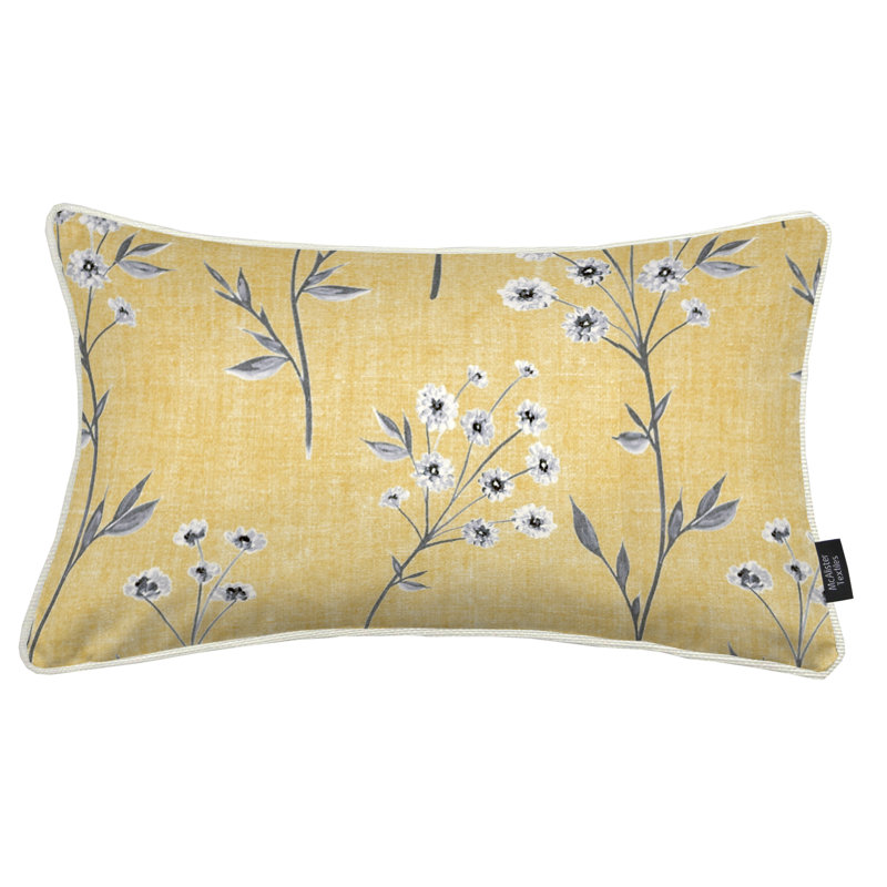 Froehlich Indoor / Outdoor Floral Cushion, Yellow, 50cm x 30cm