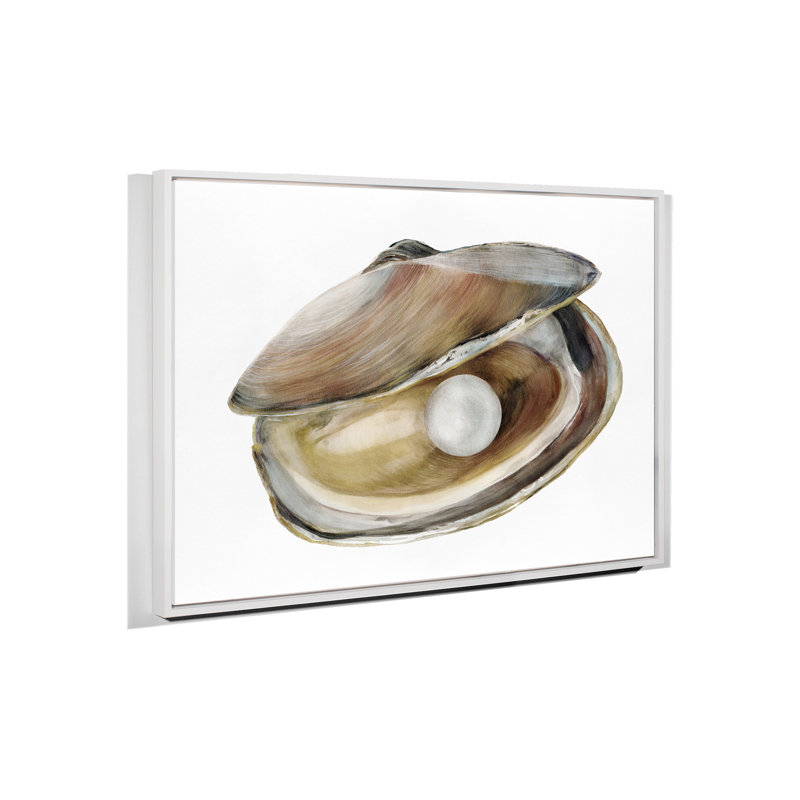 Oyster 3, 23" H x 31" W, White Floater Framed