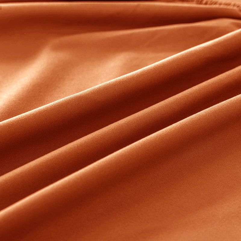 Super Soft Reversible 4 piece Plain Duvet Cover Set with Pillowcases, Rust, Super King Duvet Cover + 3 Additional Pieces