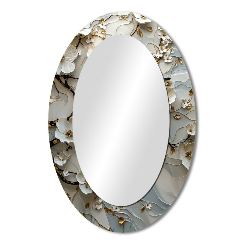 Birds Love Under A Gold Orchid Tree Garden IV - Miroir mural blanc, 36 po x 24 po
