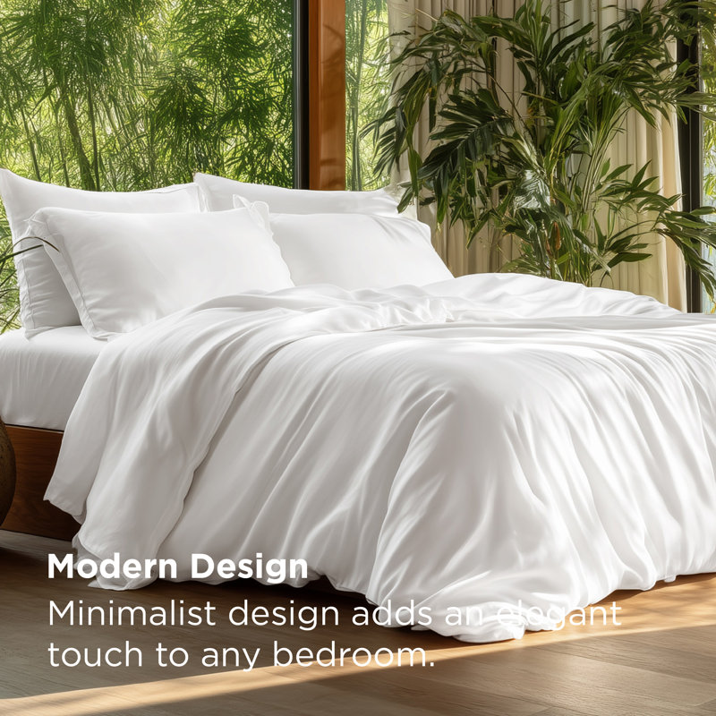 Bedsure Cooling of Rayon Derived from Bamboo, King Duvet Cover + 2 Shams, White
