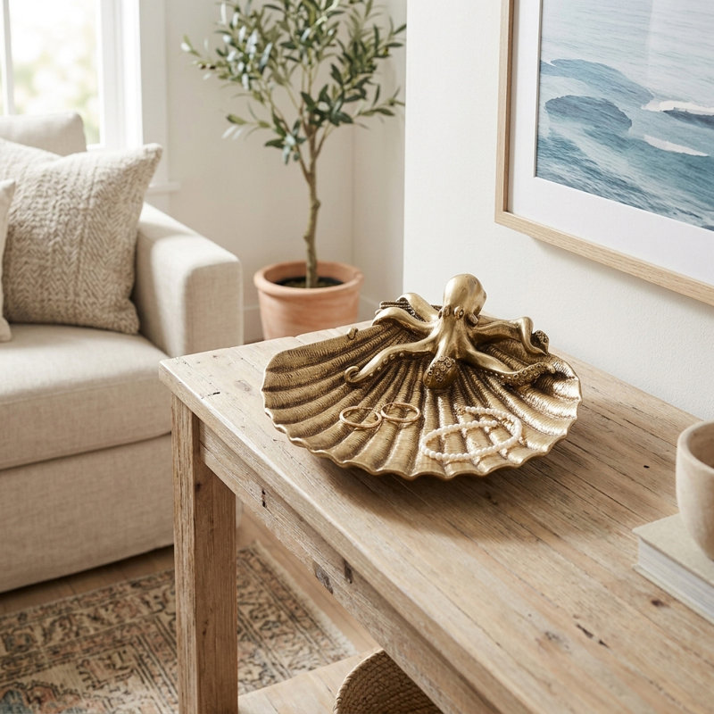 Plateau décoratif décoratif en résine en forme de coquillage Coastal pour salle à manger et table basse
