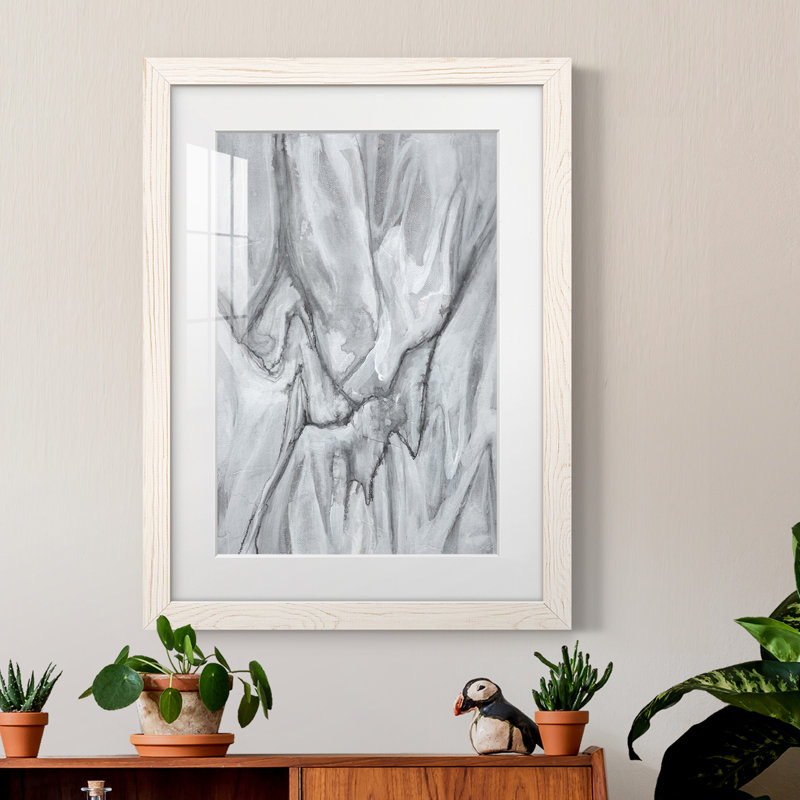 Marbré blanc I - peinture encadrée, Cadre blanc, H 24 po x l 20 po x P 1 po