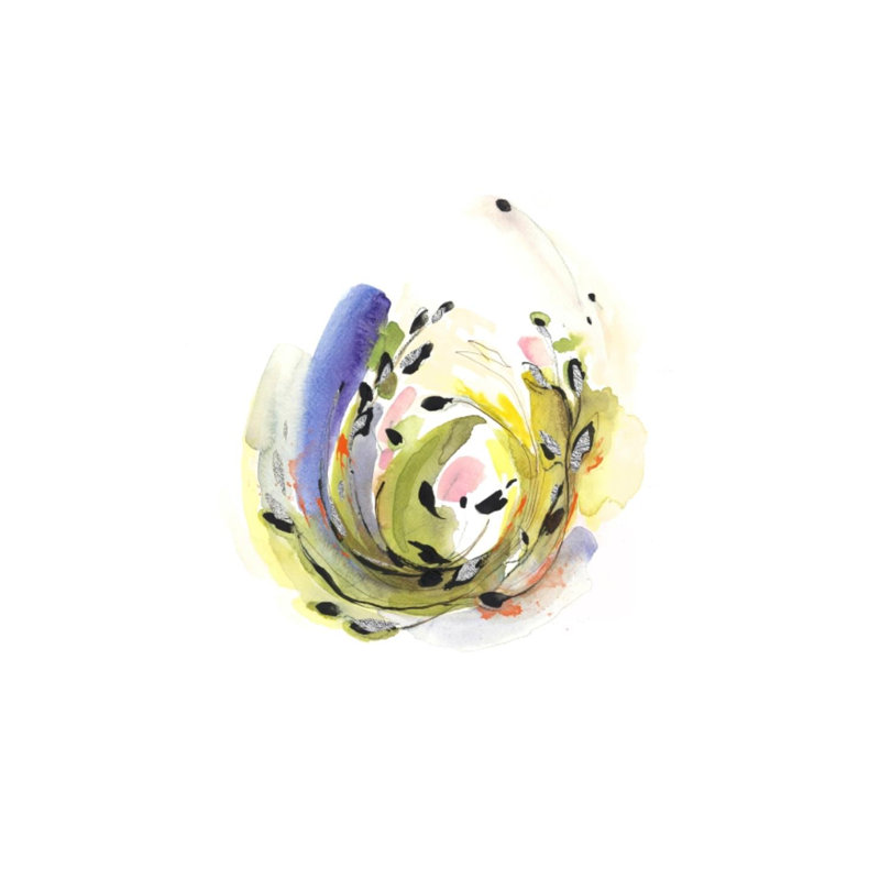 «Flower Nest IV» par Elena Carlie - Impression sur toile, Argent doré, H 36 po x l 36 po x P 1,5 po