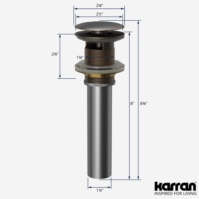 Karran Pop-up Bathroom Sink Drain With Overflow, Oil Rubbed Bronze