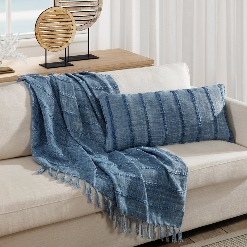 OREILLER DÉCORATIF REEF BOUDOIR, Rectangle 14"H x 30"W, Blue