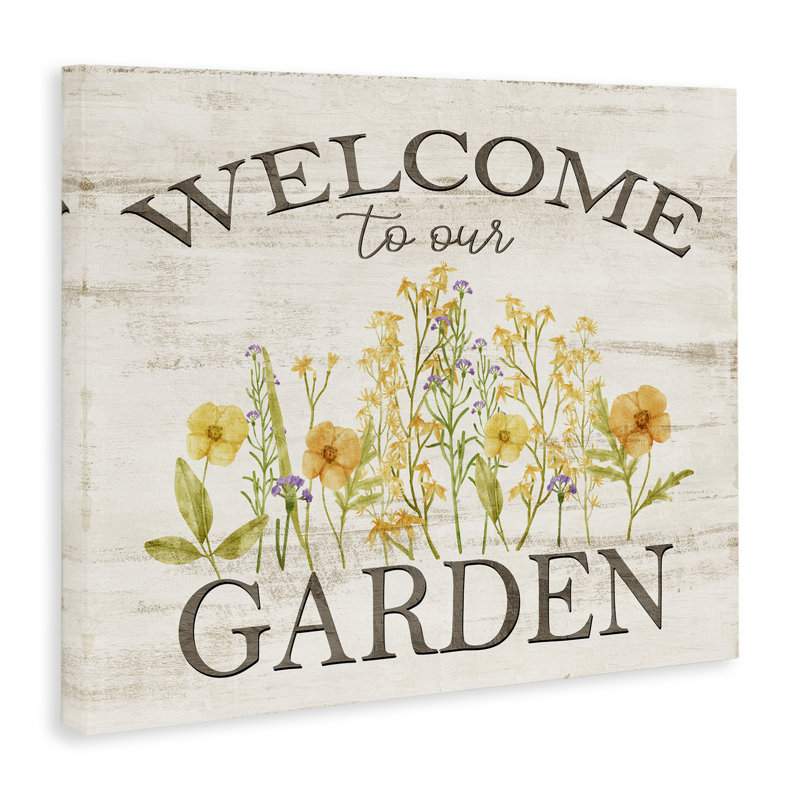 "Welcome to our garden", art mural sur toile par Kim Allen, H 30 po x l 40 po