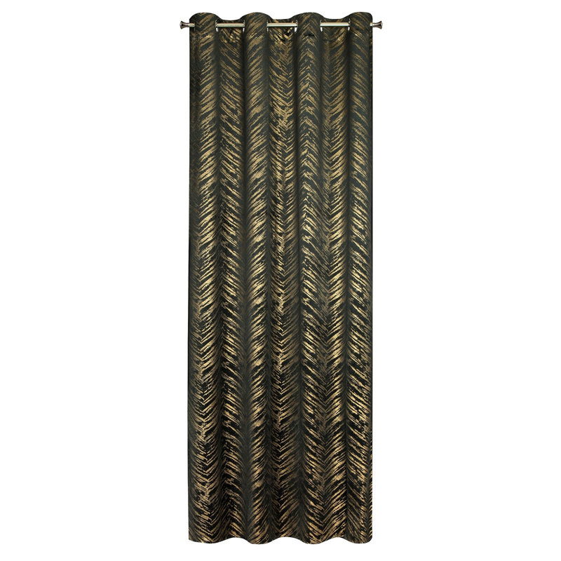 Adelya Blackout Curtains Single Panel, Black/Gold