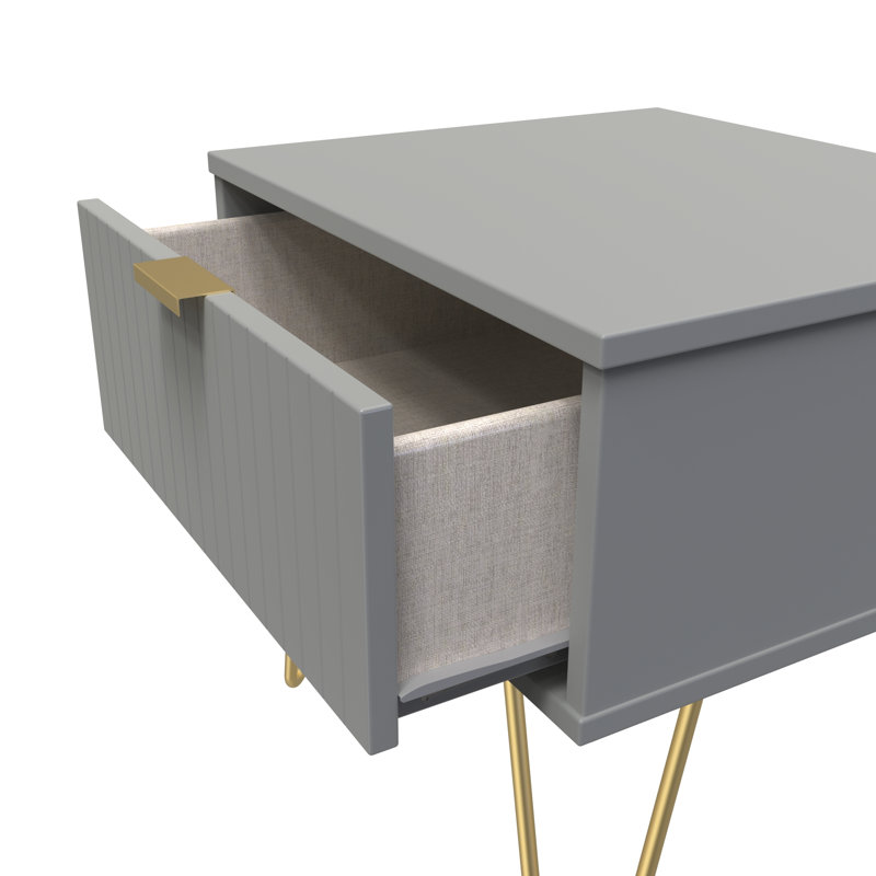 Baudelia 45cm W Manufactured Wood Bedside Table, Grey