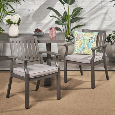 Outdoor Modern Aluminum Dining Chair With Cushion (Set Of 2)