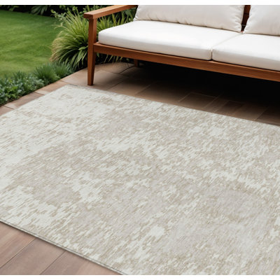Tapis intérieur lavable abstrait ivoire et blanc cassé 9 pi x 12 pi
